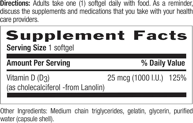 Country Life Vitamin D3, Non-Fish 1000 IU, 100 Softgels, Certified Gluten Free