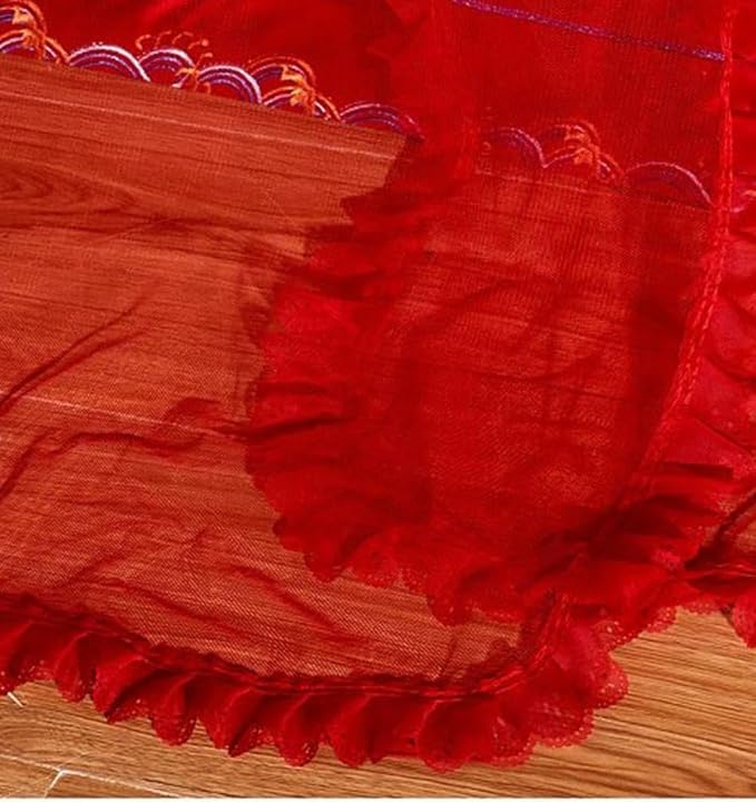 Mengersi Red Canopy Bed Curtains Bed Canopy,Four Corner Post Bed Curtains Elegant Bed Draperies Bedroom Decoration,Queen