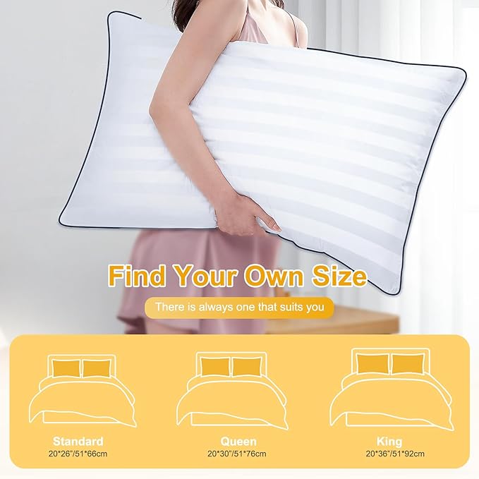 Bed Pillows for Sleeping - 4 Packs Standard Size Luxury Hotel Down-Alternative Pillow for Neck and Shoulder Pain Relief, Soft Density for Side, Back or Stomach Sleepers(20 * 26")