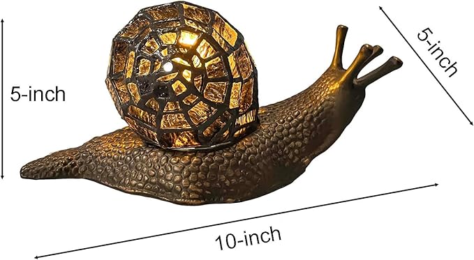 Bieye L10980 Land Snail Tiffany Style Stained Glass Accent Table Lamp for Home Decoration (Amber, 10" D x 5" W x 5" H)