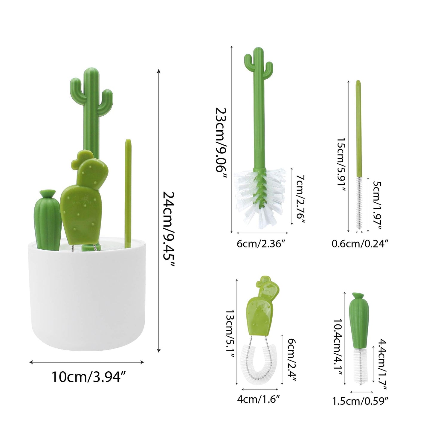 Cactus Bottle Brush Set, Full-Angle Straw Detail Brushes Cleaning Cleaner Washer Tool Kit with Stand Holder Multifunctional for Washing Baby Breast Pump Nipple Essentials Kitchen Decor Replacement
