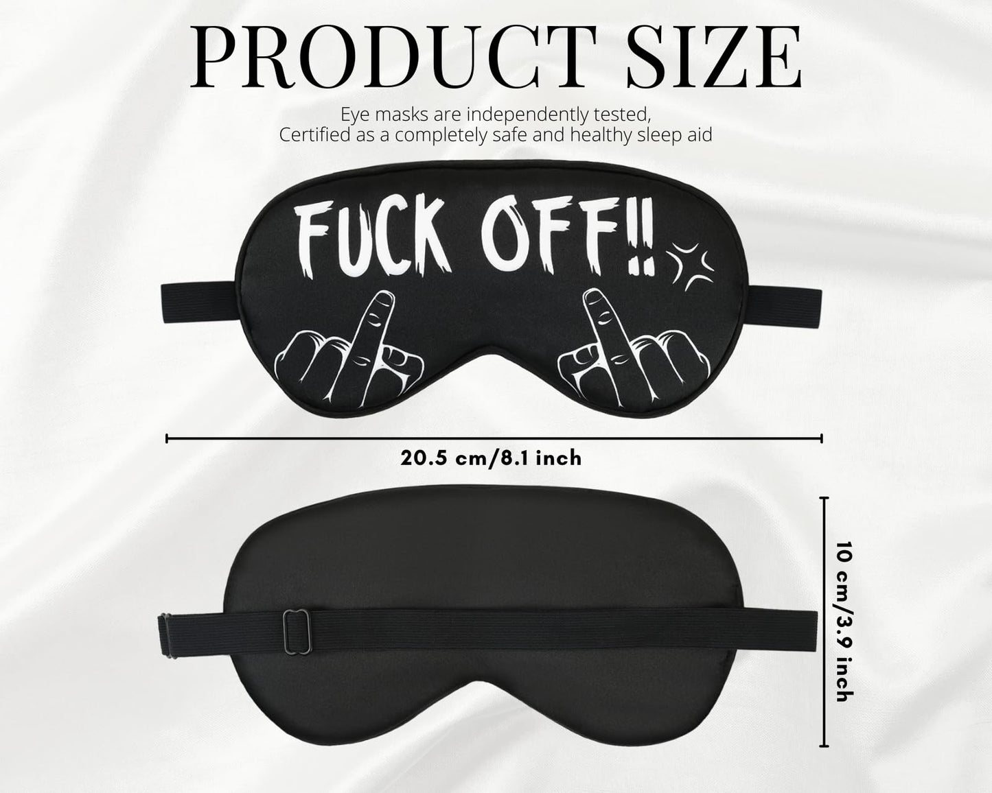 DS. DISTINCTIVE STYLE Fuck Off Eye Mask Middle Finger Funny Sleep Mask for Men/Women, Breathable, Blackout, Satin, Black