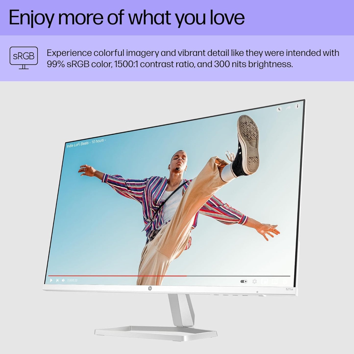 Hp Series 5 527Sa Monitor With Speakers (Replaces M27Fwa) 27 100Hz Ips Fhd 99% Srgb 300 Nits Display, Adjustable Tilt, Flicker-F