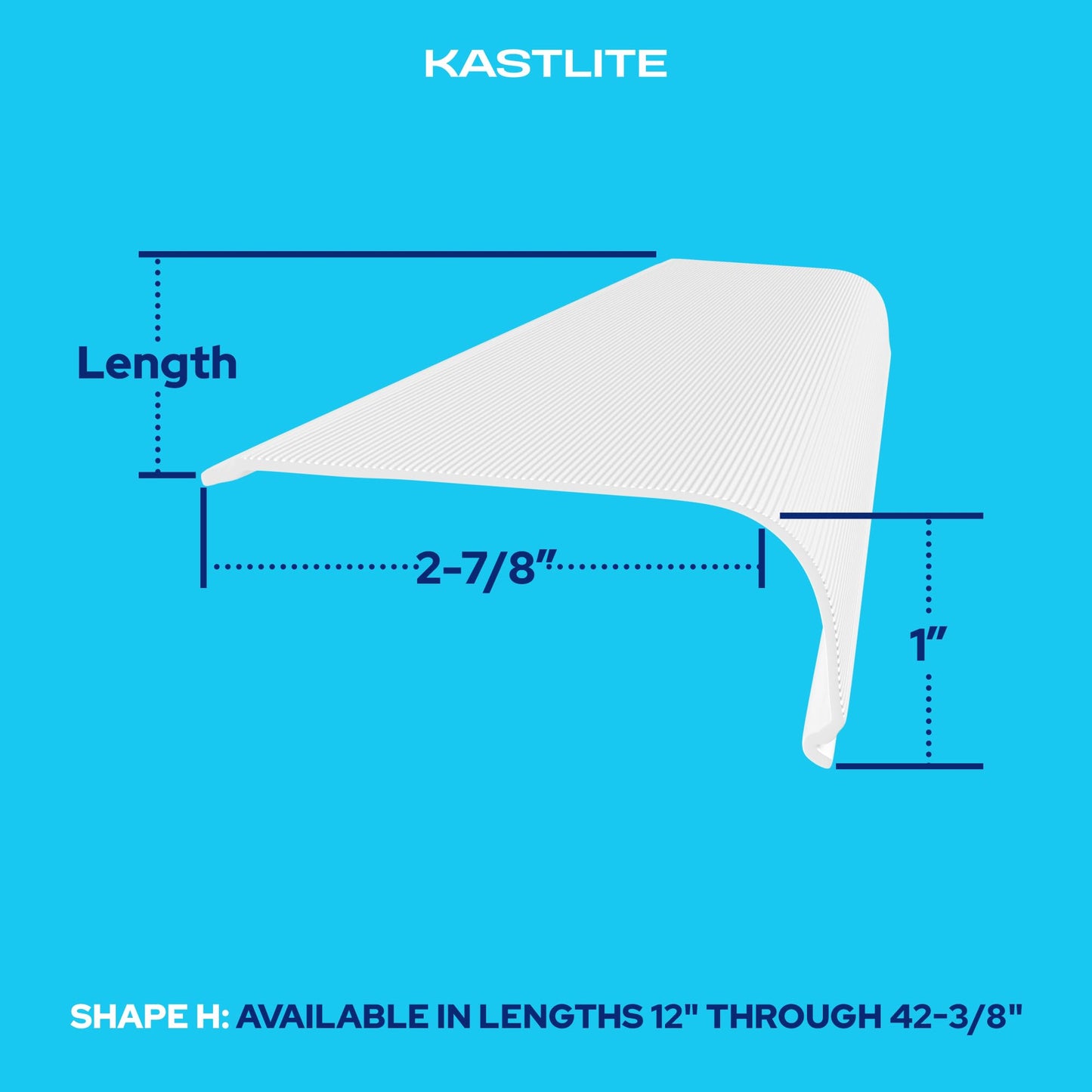 KASTLITE Curved Under Cabinet Light Cover Replacement | White Ribbed Acrylic Undercabinet Lens Diffuser | 42-3/8"L x 2-7/8"W x 1" H | Under Counter Lights for Kitchen, Bathroom & Vanity | Shape H