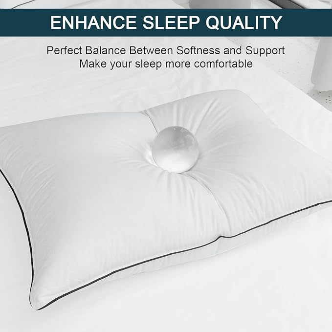 Hungarian Goose Down Pillows Queen Size, Bed Pillows for Sleeping, Pillow for Back, Stomach or Side Sleepers, Ultimate Comfort, Queen