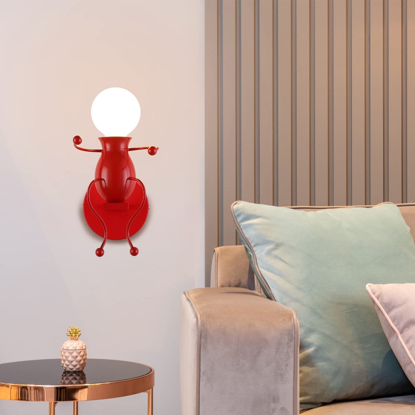 SOUTHPO LED Wall Light Fixture, Metal Iron, Red, Seesaw Single Size, Modern Cartoon Design for Kids Room Decor
