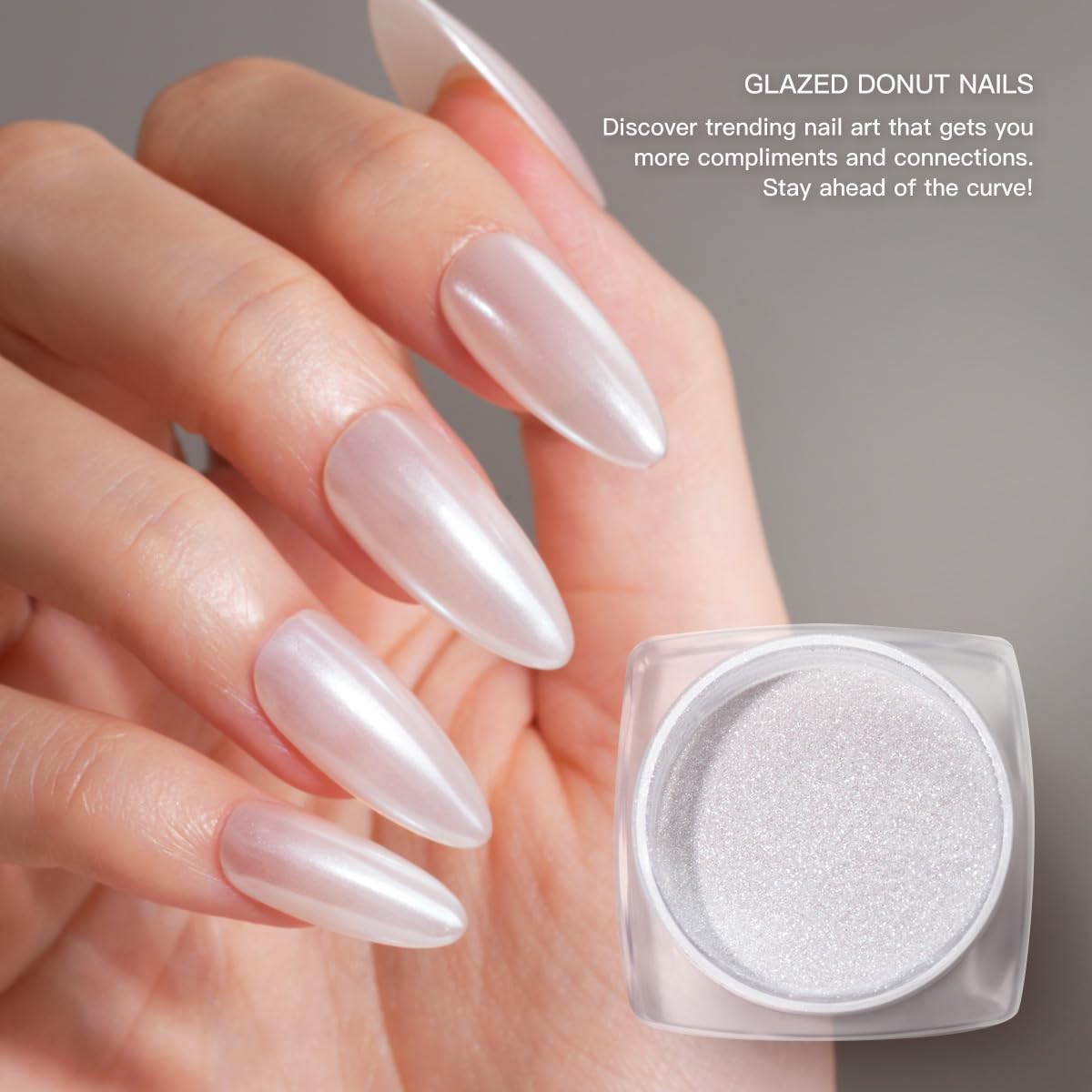 Pretty Diva 7 Colors Pearl Chrome Powder Set, Magic White Pearl Chrome Powder for Nails Aurora Iridescent Pearl Nail Chrome Powd