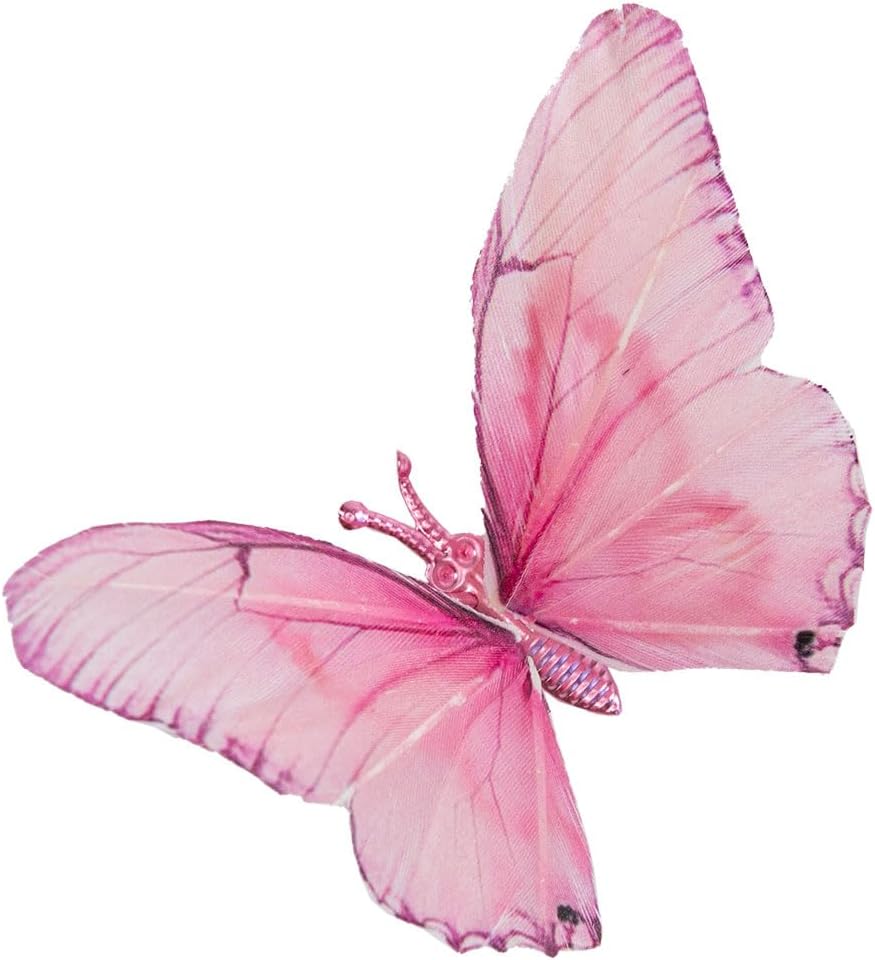 Cartanfill- Artificial Feather Simulation Butterfly Party Decoration Set, a Set of 12 Pieces with Clips, Used for Home Decoration in 12 Colors.… (T Clip)