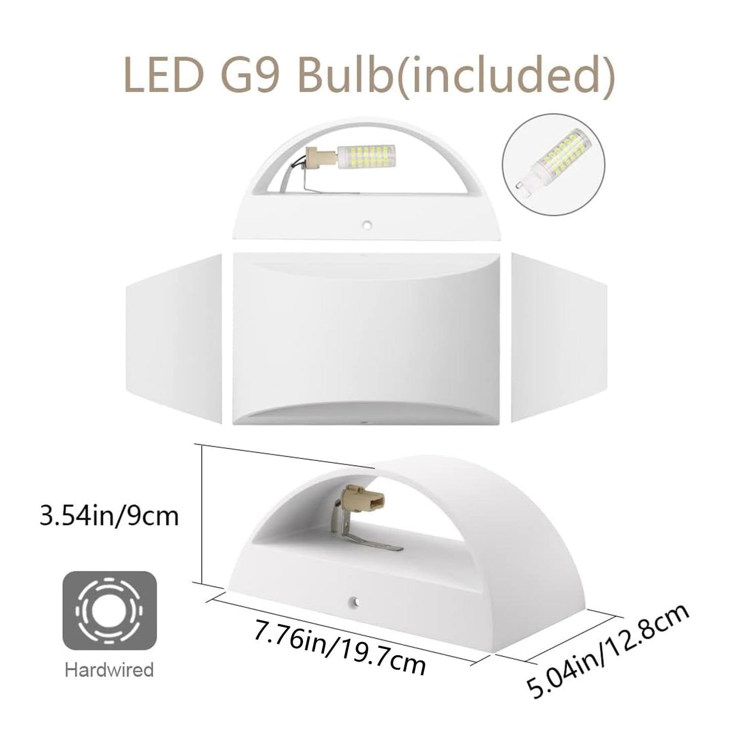 Aipsun Led Wall Sconce Set Of 2, Hardwired Aluminum Lights, Up & Down Mount, Cool White 6000K, For Living Room & Bedroom