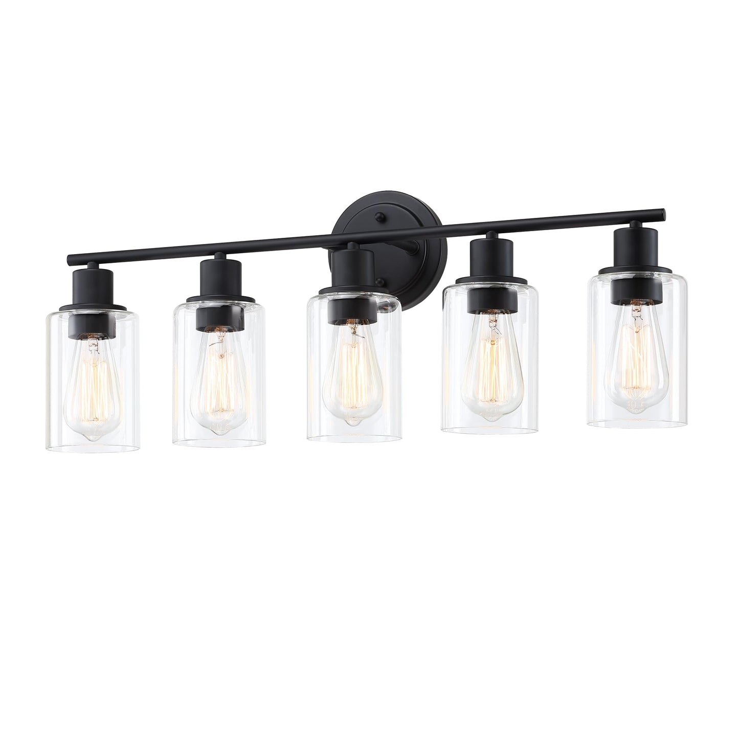 Faymart Lighting 5-Light Black Bathroom Vanity Light Fixture Over Mirror - 5 Bulb Black Wall Sconce For Bathroom Bedroom Hallway Wall Mount Fixture Over Kitchen Sink