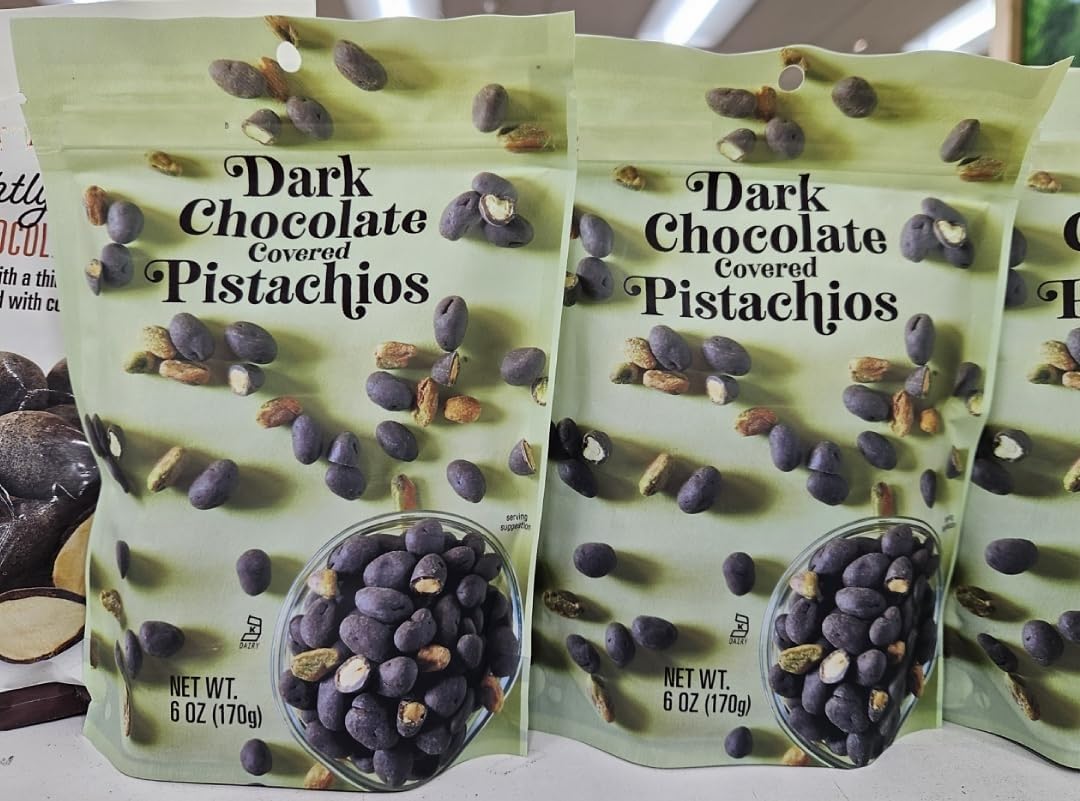 Trader Joe Dark Chocolate Covered Pistachios 6oz 170g (Two Bags)