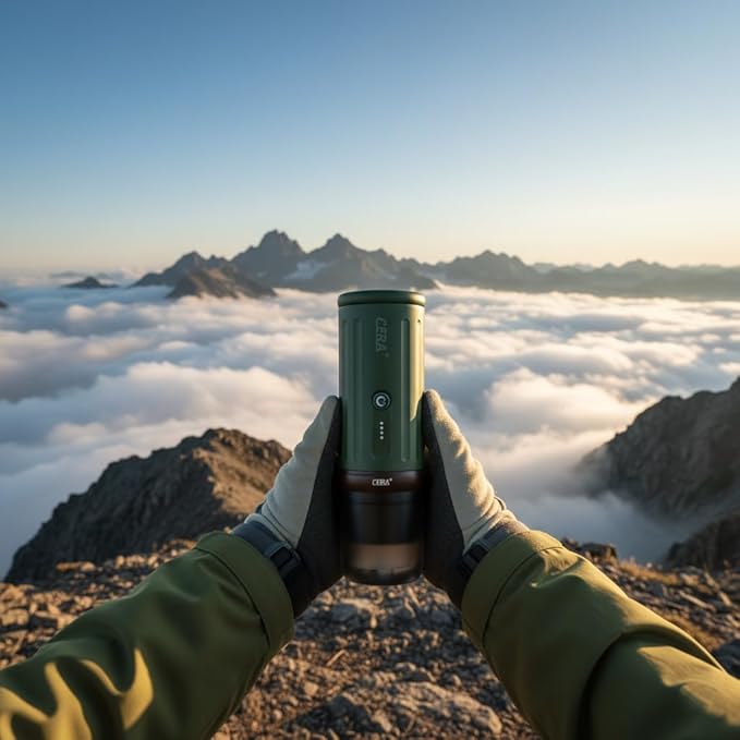 CERA+ Portable Espresso Machine 5-8 Cups per Charge, Self-Heating 20 Bar, NS Pods & Ground Coffee, CERApresso Electric Travel Coffee Maker for Outing, Working, Camping