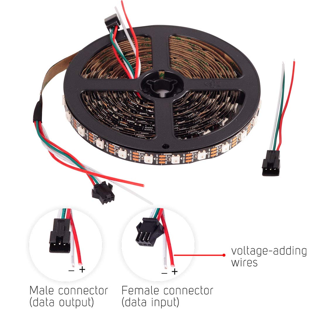 Btf-Lighting Ws2812B Rgb Led Strip 16.4Ft 300Led Flexible Black Ip30 Dream Color