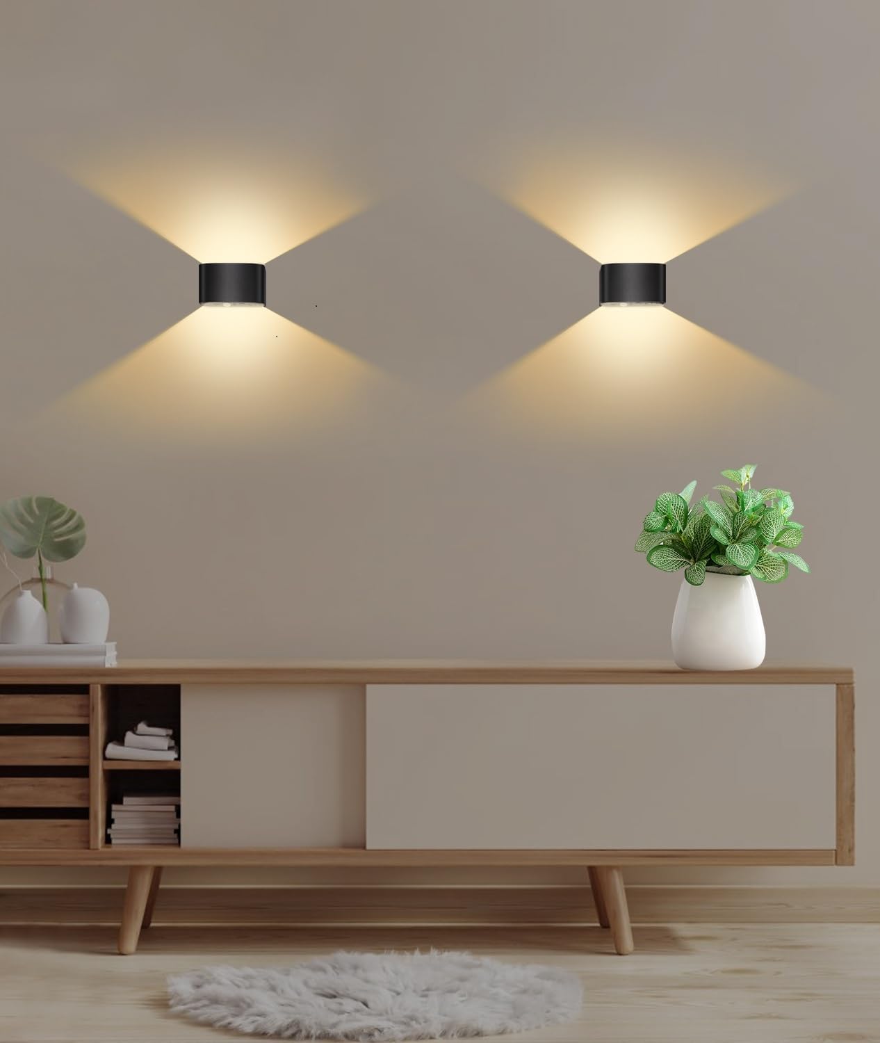 LOLEDS Motion Sensor Wall Sconces, Rechargeable LED Light with Remote, Dimmable 3 Color, 4PCS-Black, Model MD-KL-4PCS-BK