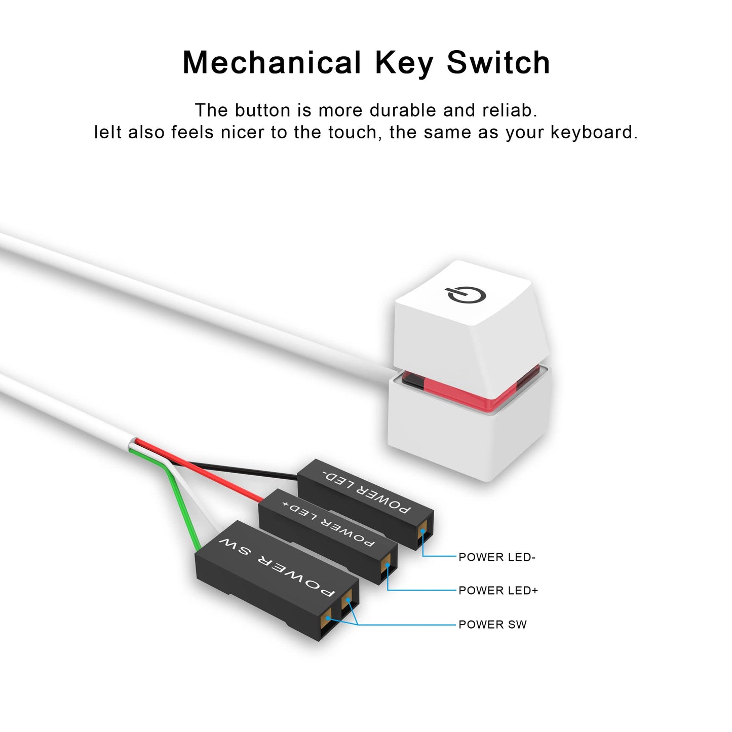 Azmxdvp Desktop Computer Power Switch - External Remote Start Pc Motherboard Power On/Off Switch Button Extension Cable 2M Lengt