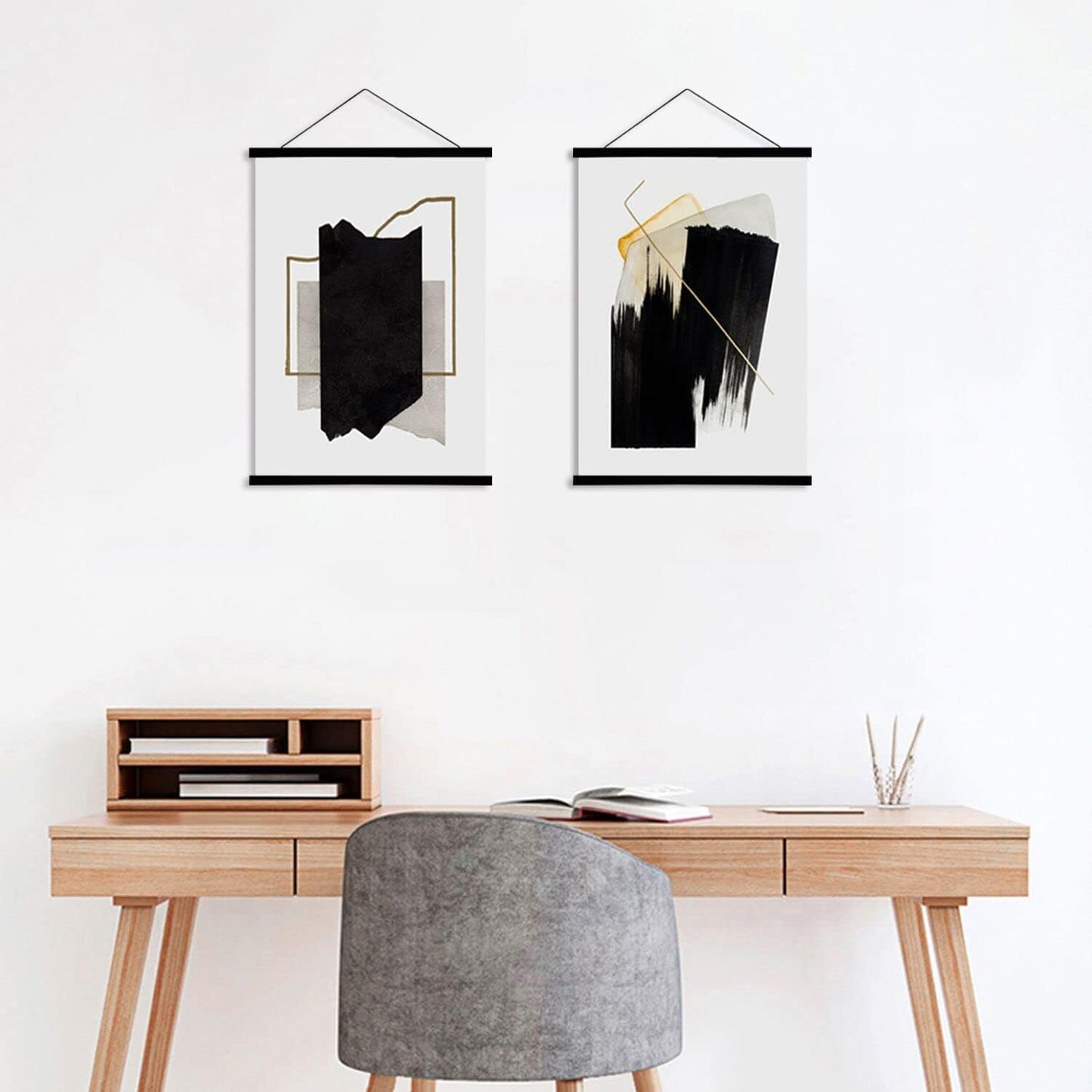 WITCOLOR Magnetic Poster Hanger Frame 13x19 13x13 13x17 Poster Frame 13 Inch Wide 1 Pack Magnetic Hanging Frames Black Wood Wooden Frame Hangers for Room Wall