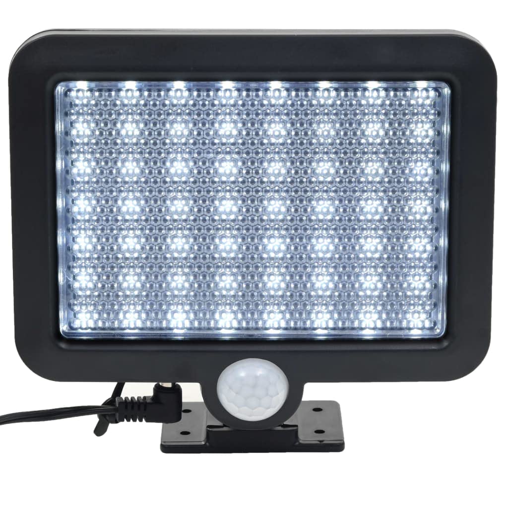 vidaXL Solar Powered Outdoor Lamp with Motion Sensor, 56 LED Lights, Weather-Resistant, Medium, Black, Model 44410