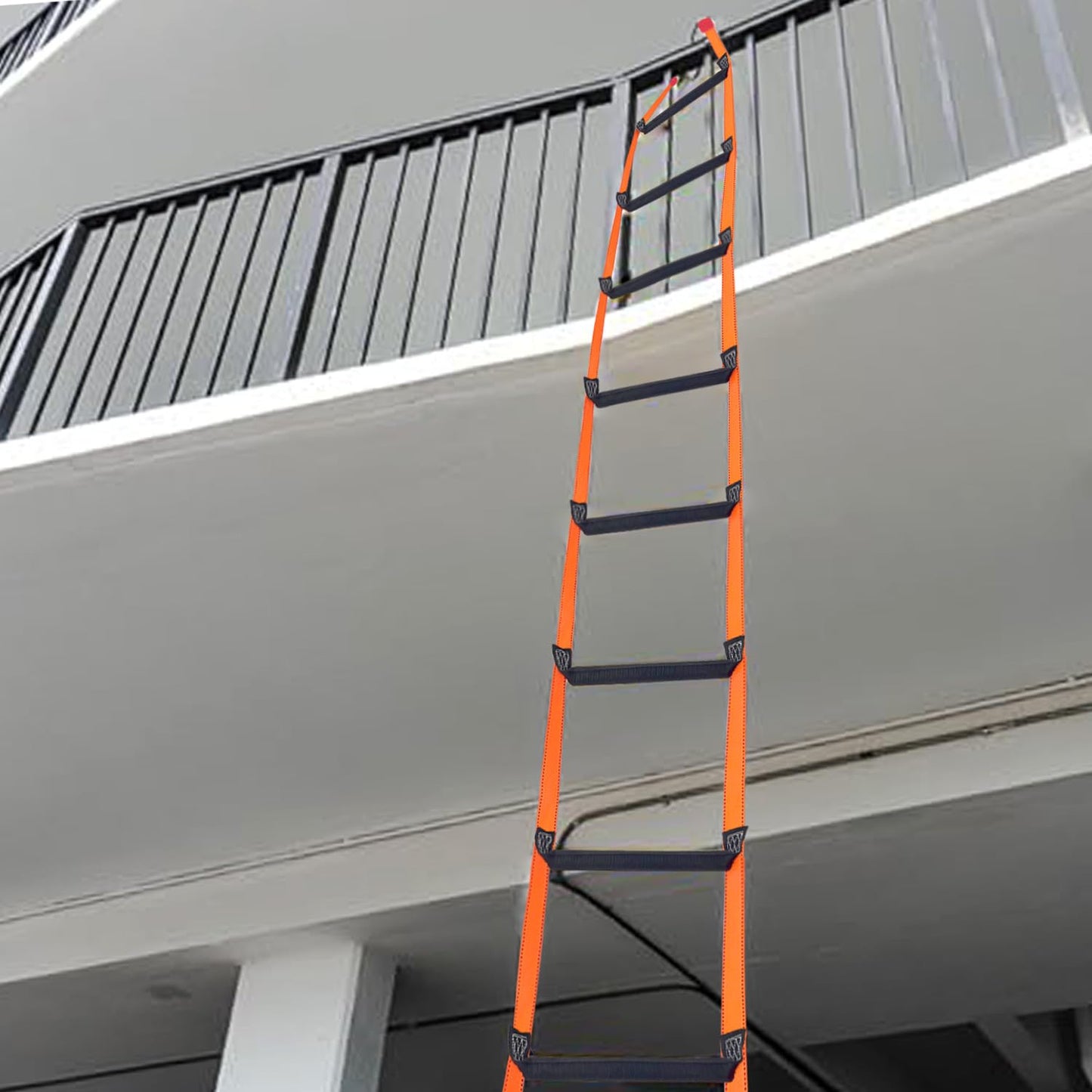 Fire Escape Ladder with 2 Heavy Hooks, 26.5 Feet Emergency Fire Ladder for 2-3 Story Homes, Reusable Safety Rope Ladders for Window Balcony Railing Treehouse, Orange