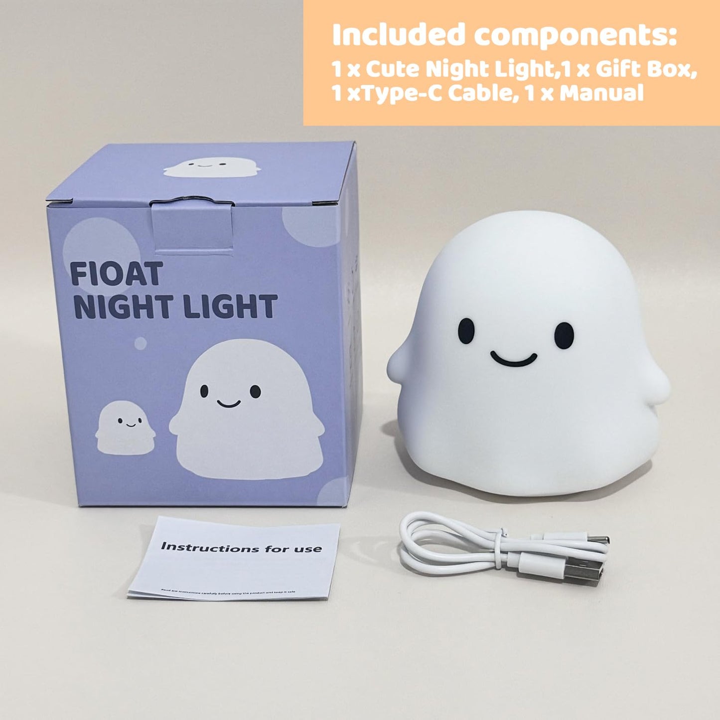 Rytinazzz Halloween Ghost Night Light Kids Halloween Gifts - Cloud Nightlight Halloween Decorations Squishy Silicone Dimmable Rechargeable 30-Min Timer Bedroom Nursery Bedside Room Decor
