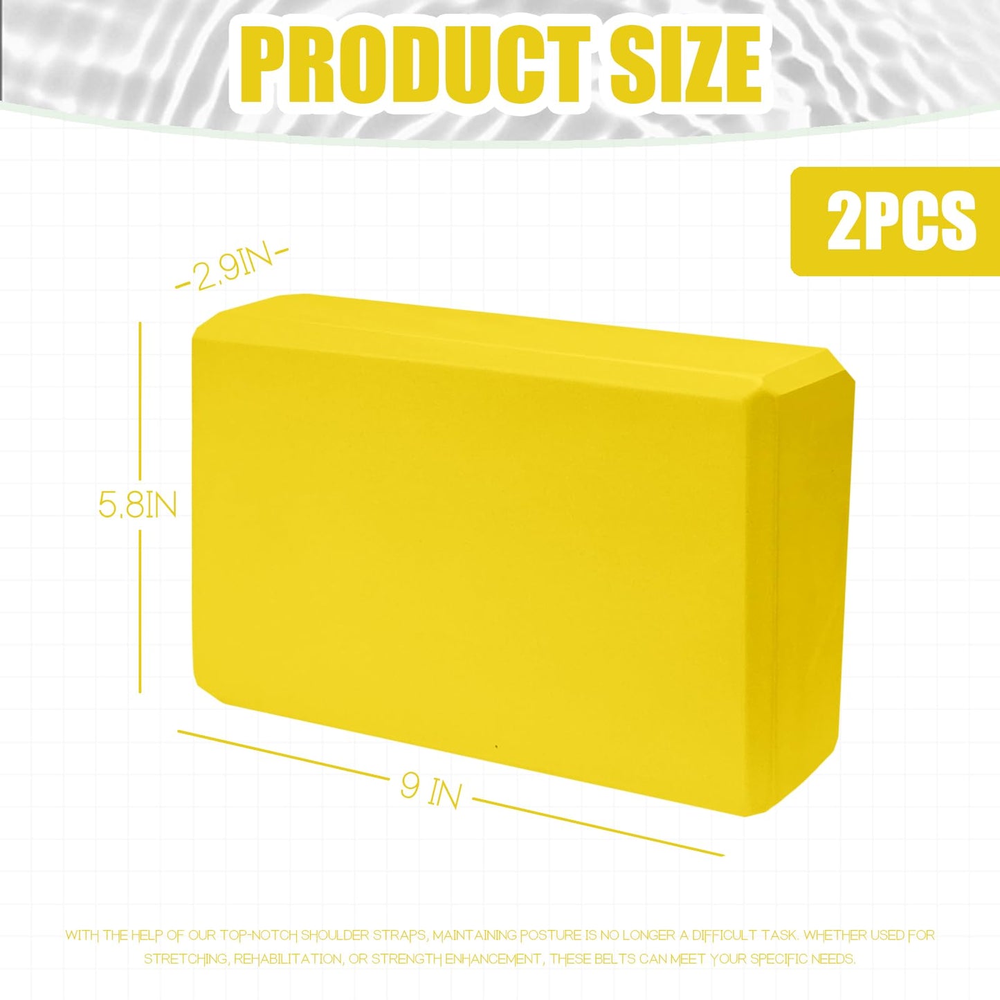 2 Pcs Yoga Blocks, 9"x6"x3" Foam Blocks Yoga Props for Pilates Stretching and Meditation Exercise Blocks Lightweight Yoga Essentials (Yellow, normal)
