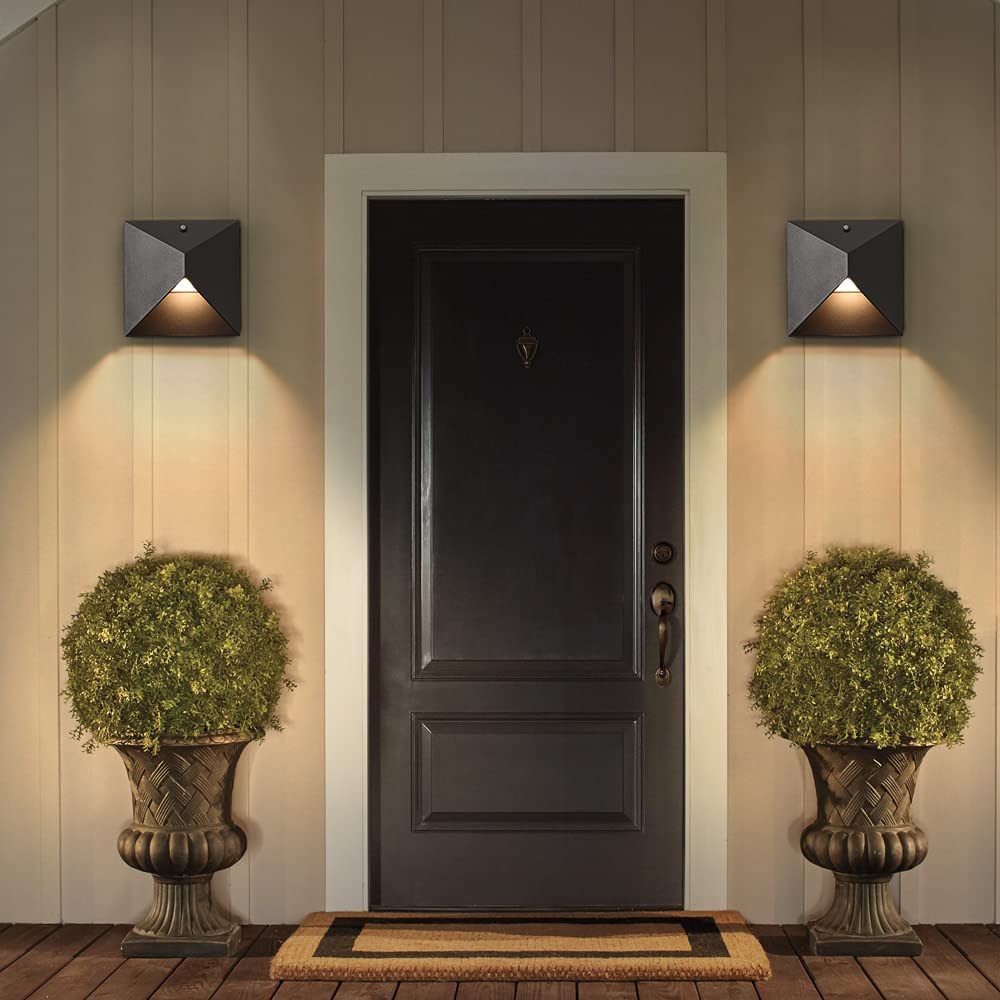 Qqcherry Outdoor Light Fixtures Wall Mount Dusk To Dawn Porch Lights With 3 Lighting Mode(3000K/4000K/5000K) Waterproof Exterior Outdoor Wall Lights For House Front Door Patio Garage(Black)