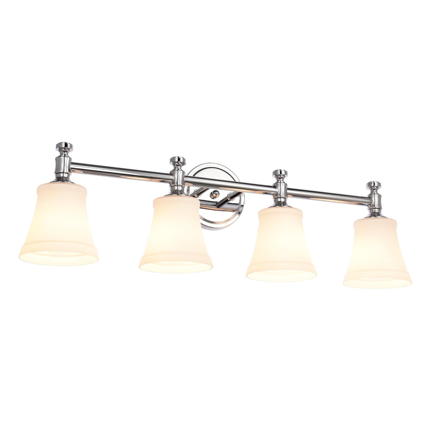 Hanaloa Bathroom Vanity Light Fixtures, Traditional Chrome 4 Lights Wall Sconce Lighting with Opal Glass Shade, Porch Wall Mount