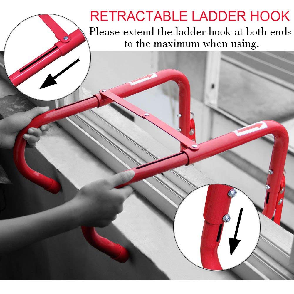 Hausse Retractable 3 Story Fire Escape Ladder, 25 Feet