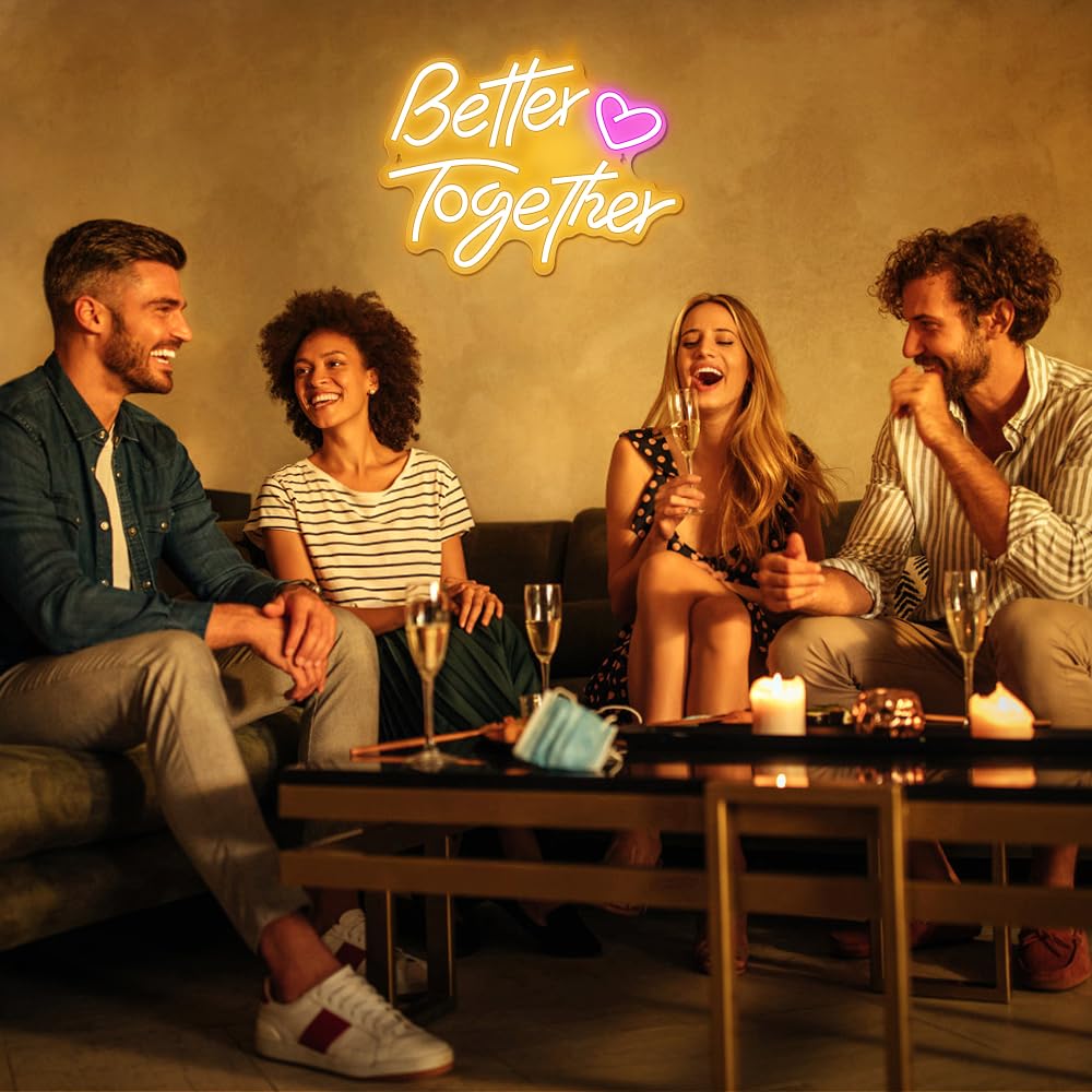 Arrinew Led Neon Sign - Better Together Warm White Acrylic Wall Decor, Model Nhd06, Usb Powered For Parties & Holidays