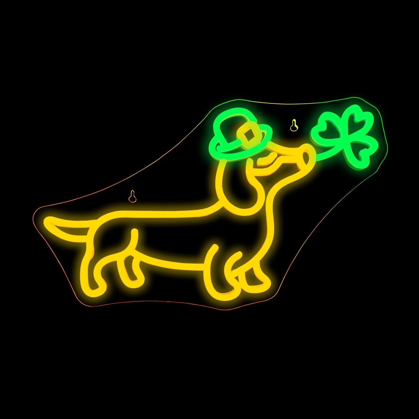Looklight Shamrock Neon Lights Dog Sign Cute Dachshund With Hat Led Wall Decor St Patricks Day Window Lights Puppy Sign For Coffee Bars Birthday Gifts & Dog Lover Party Decorations