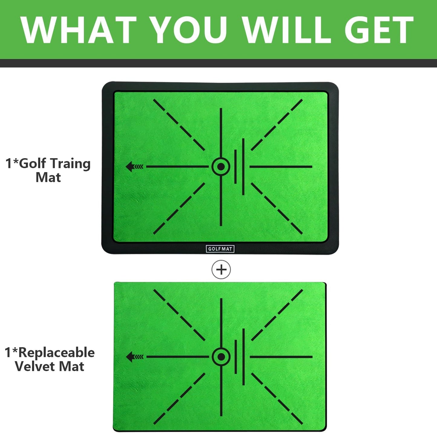 Golf Hitting Mat – Swing Path Feedback Trainer with Durable Rubber Base & Replaceable Turf for Indoor or Outdoor Practice