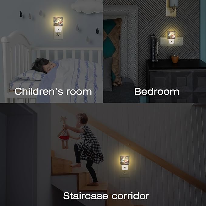 USA Flag and Bald Eagle Night Light Plug into Wall, American Patriotic Eagle Dusk to Dawn Night Light,0.5w Energy Saving Sleep Friendly Nightlights for Kids Boys Girls Home Decor