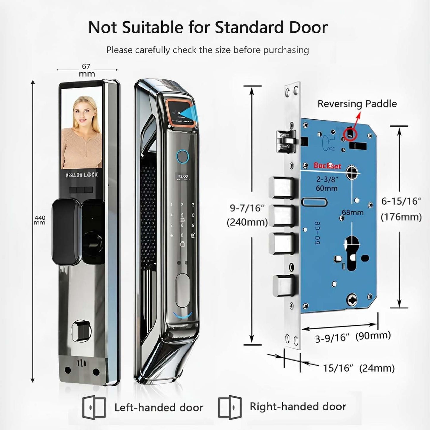 3D Face Recognition Smart Door Lock with Palm Vein, Fingerprint, HD Camera, WiFi Jlink App, Video Intercom & Doorbell | Keyless Entry with Passcode, IC Card & Emergency Key – Alexa, Easy Install