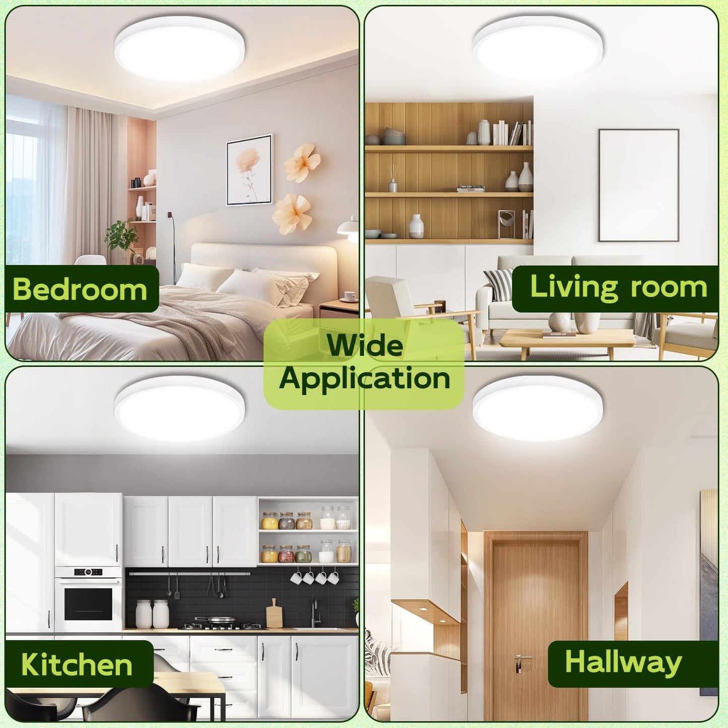 Hykolity 9 Inch Selectable Cct Led Round Flat Panel Light 18W 1800Lm 3000K/4000K/5000K Edge-Lit Flush Mount Ceiling Light Fixture For Kitchen Bedroom Laundry And Closet Room White