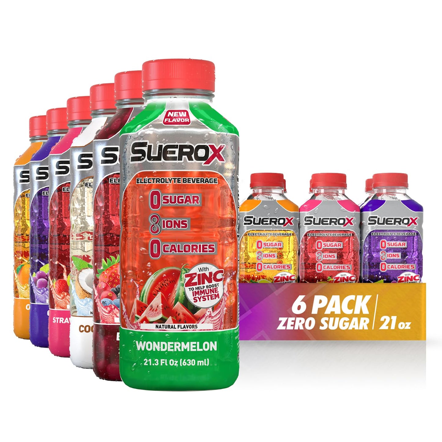 SueroX Sugar-Free Sports Drink for Hydration and Recovery Electrolyte Hydration Drink with 8 Ions Zero Calorie Sports Drinks with Electrolytes Kickstart Pack 21.3 Fl Oz 6 Count