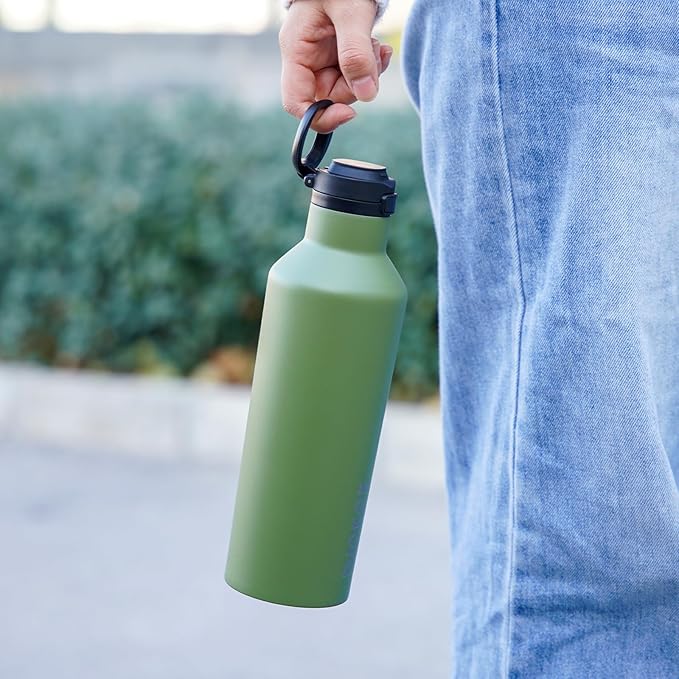 BJPKPK Insulated Water Bottle With Straw 17oz Stainless Steel Water Bottles With 2 Lids And Carry Handle Reusable Travel Metal Thermal Flask,Turquoise