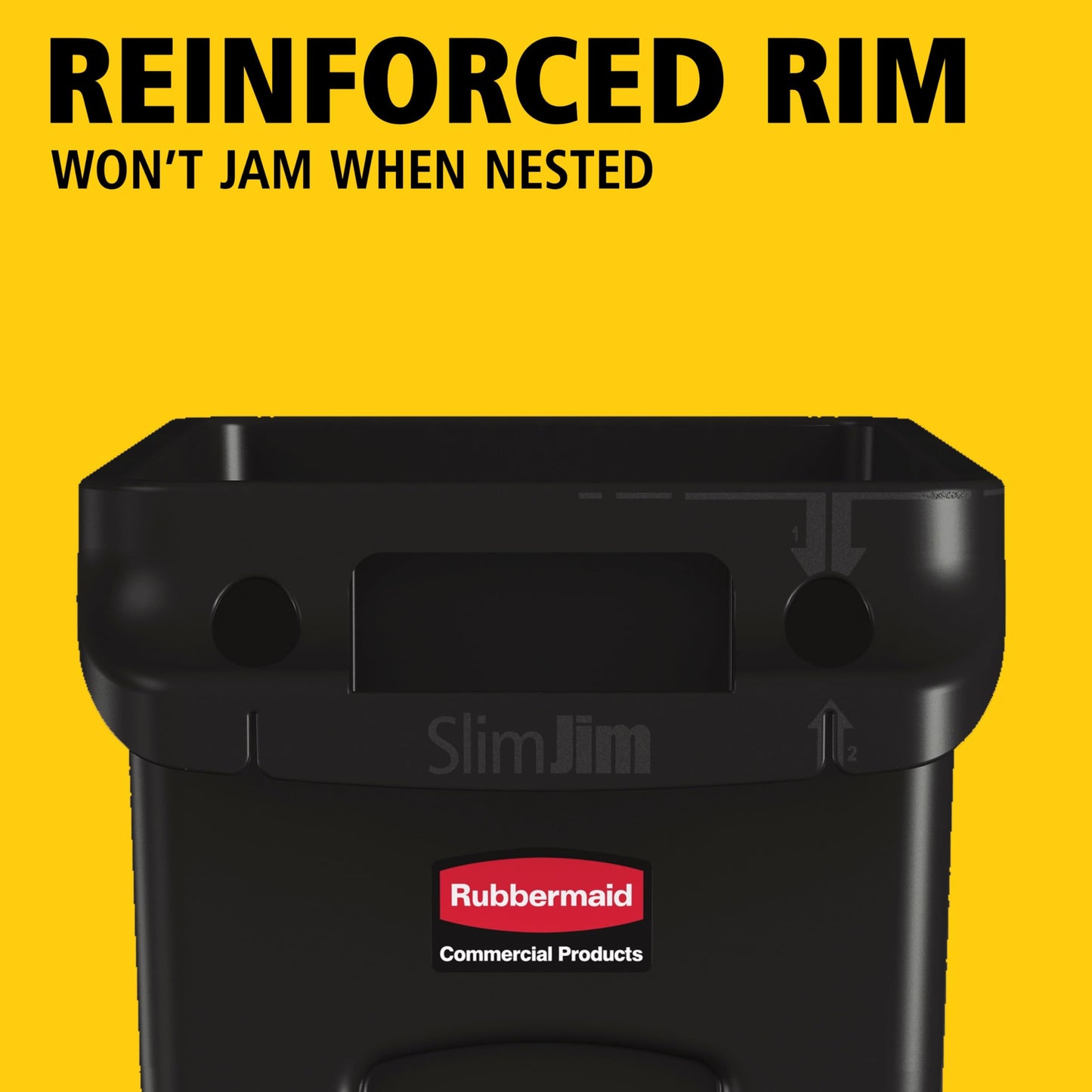 Rubbermaid Commercial Products Slim Jim Plastic Rectangular Trash/Garbage Can With Venting Channels 23 Gal Black for Kitchen/Office/Workspace