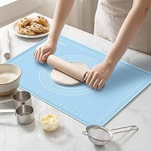 Silicone Baking Mat 32x24 Inches | Extra Thick Dough Rolling Mat with Measurements and Edge Heightening | Non-Stick Food G...