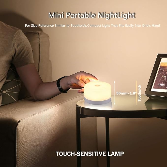 S SELDORAUK Baby Night Lights for Nursery, Portable Dimmable Touch Lamp, Type-C Rechargeable for Kids and Adult, Breastfeeding, Sleep Aid, Bedside Soft Eye Caring (Warm 2pack)