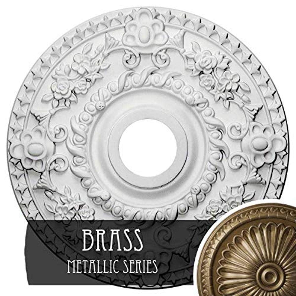 Ekena Millwork Cm18Robrs Rose Ceiling Medallion, Brass