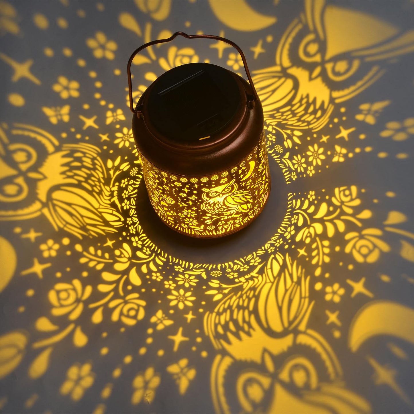 Kikusui Solar Owl Lanterns Outdoor Waterproof Hanging Gifts For Mom Women Dad Men Metal Decorative Led Lanterns For Yard Patio Lawn Tabletop Pathway Landscape Garden Decor