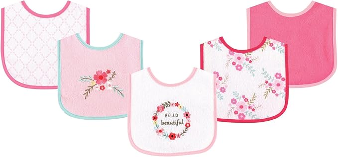 Luvable Friends Baby Cotton Terry Drooler Bibs with PEVA Back, Transportation, One Size