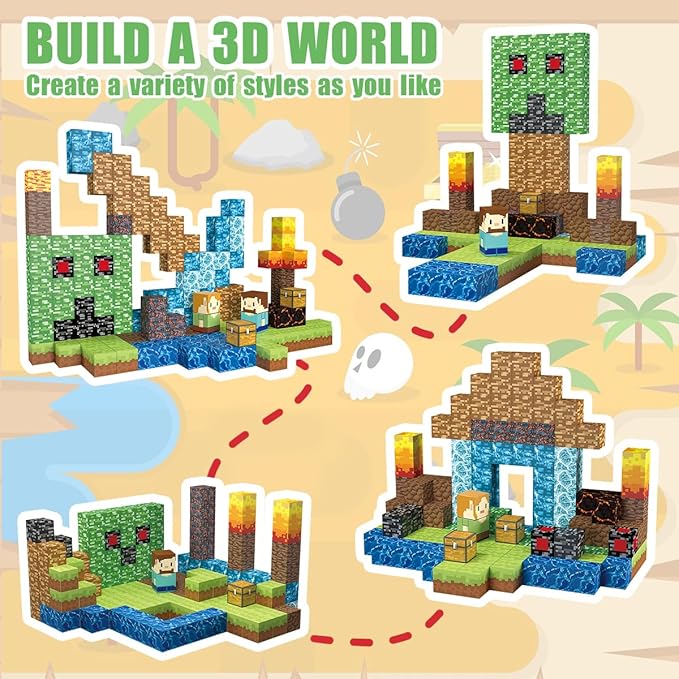 160 PCS Magnetic Blocks Building Toys, Build 3D Magnetic Building Blocks Set for Kids Ages 3+, Magnet Blocks STEM Sensory Educational Christmas Birthday Gifts Construction Toys