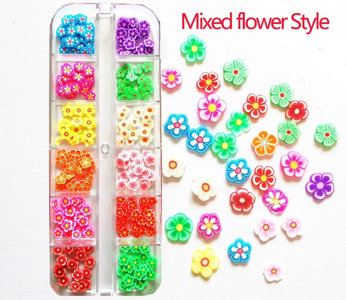 2 Boxes Fruit Flower Slices Nail Art Slices, 3D Polymer Clay Mini Slices Resin Making Charms Colorful Nail Art Supplies for DIY