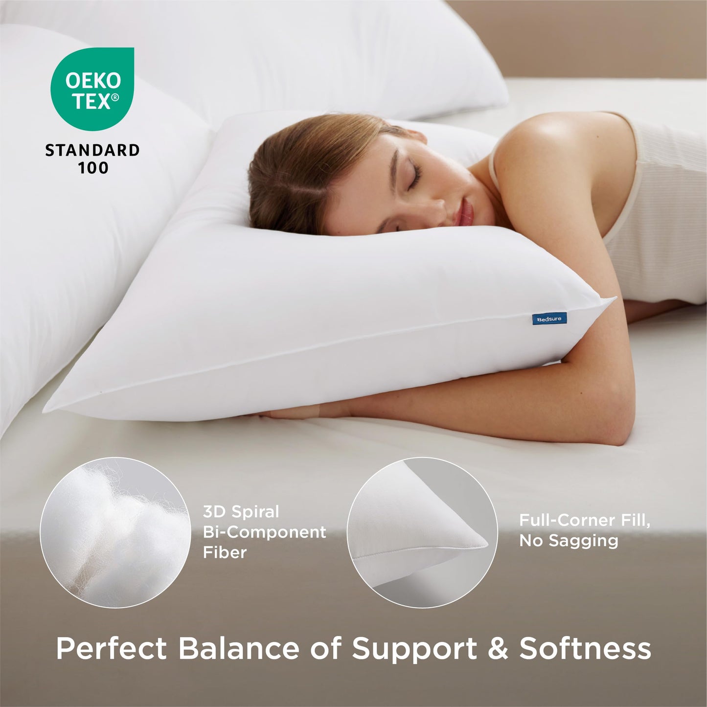 Bedsure Medium Firm Pillows Queen Size, Set of 2, Firm Queen Bed Pillows Hotel Quality Premium Original Down Alternative for Supportive Filling for Side, Back Sleepers