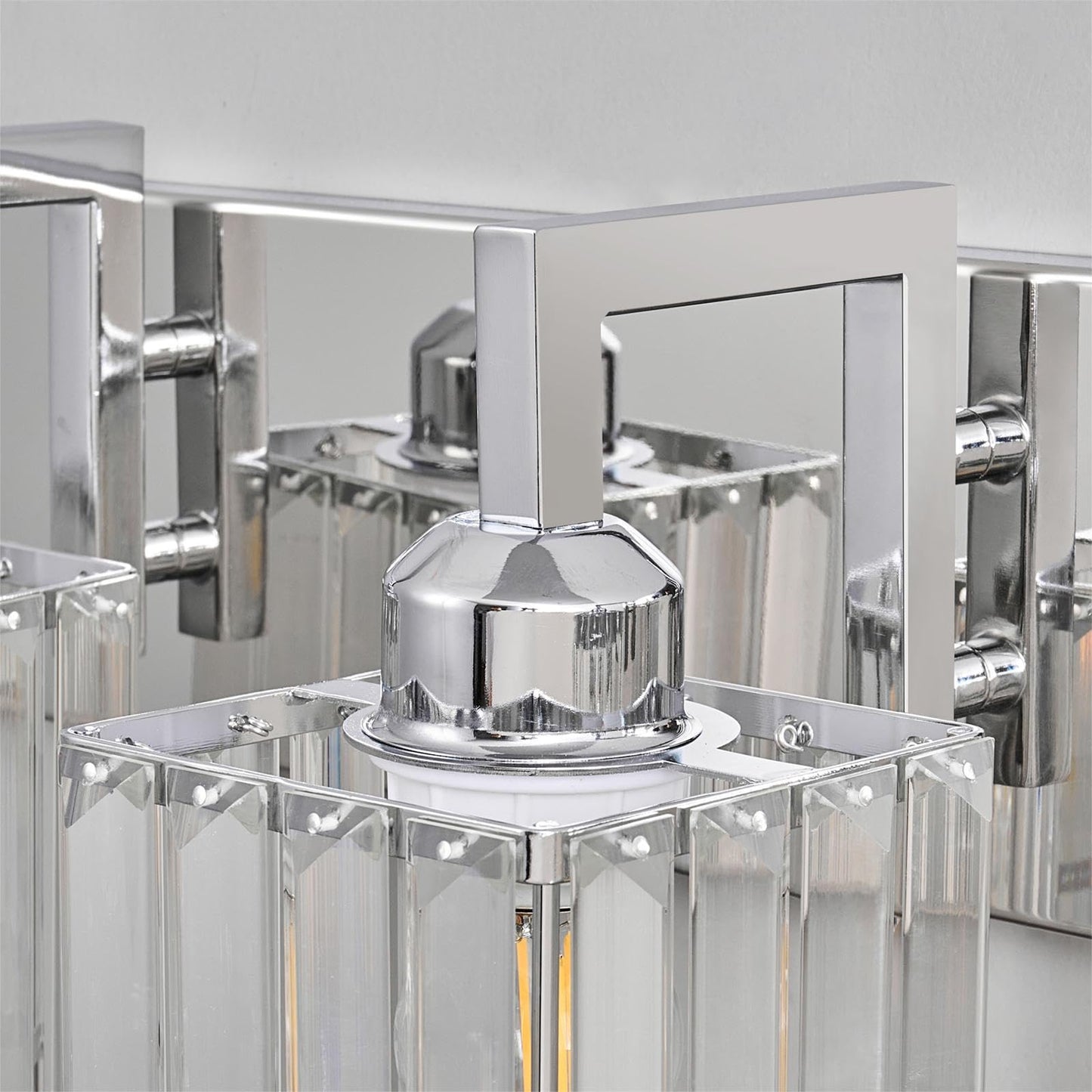 Fdpby 2-Light Modern Bathroom Vanity Light Chrome Crystal Wall Lamp Jw-003