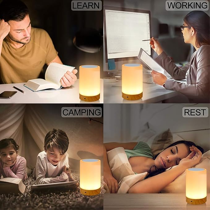 Night Light, Dimmable Touch Lamp for Baby Nursery, 13 RGB Colors 5 Brightness, Portable Rechargeable Bedside Table Lamp for Nightstand, Night Lamp for Kids Office Bedroom Living Room Camping