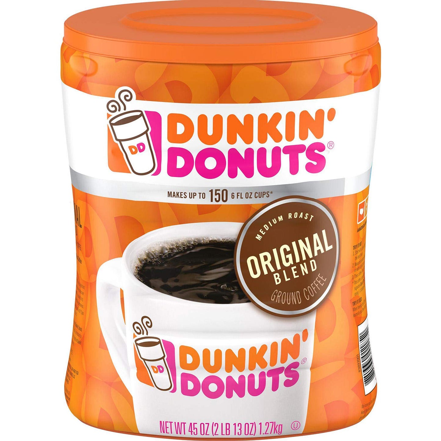 Dunkin Donuts Original Ground Coffee 45 oz - Makes up to 150 6 fl oz cups 2 Pack