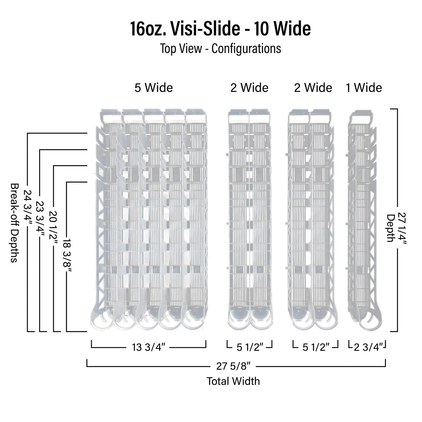 Display Technologies Visi-Slide Fridge Drink Organizer, Soda Can Organizer, Gravity Fed Glide for Angled Shelves for Coolers, Commercial Refrigerators, and Cold Vaults (2-Pack)