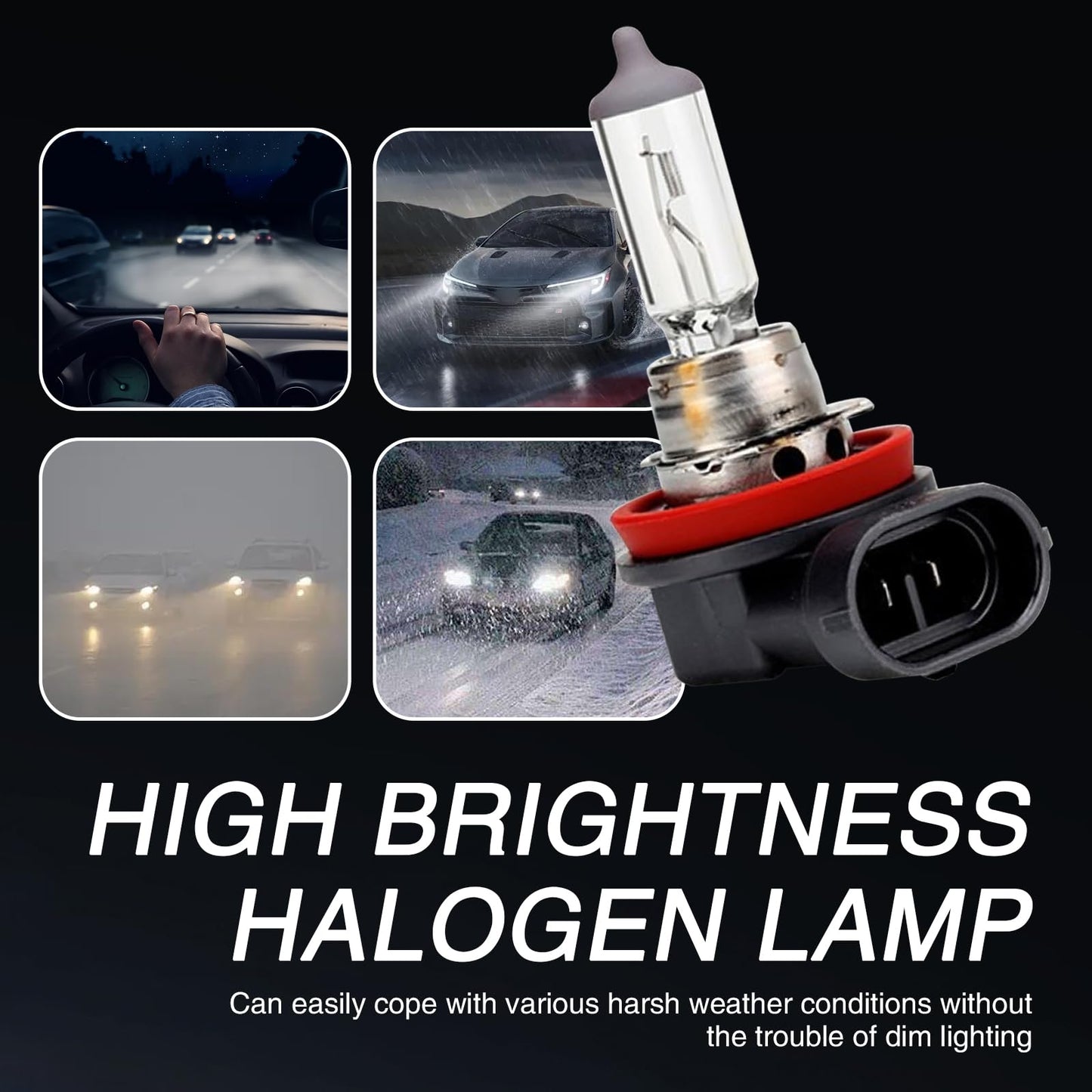 Awlbed 2 Pcs Car Halogen Fog Light Bulb 12V 55W Waterproof Glass Vehicle Spotlights Replacements Universal Automotive High Beam Lighting Accessories For Truck Suv Car (Warm White Light #H11)