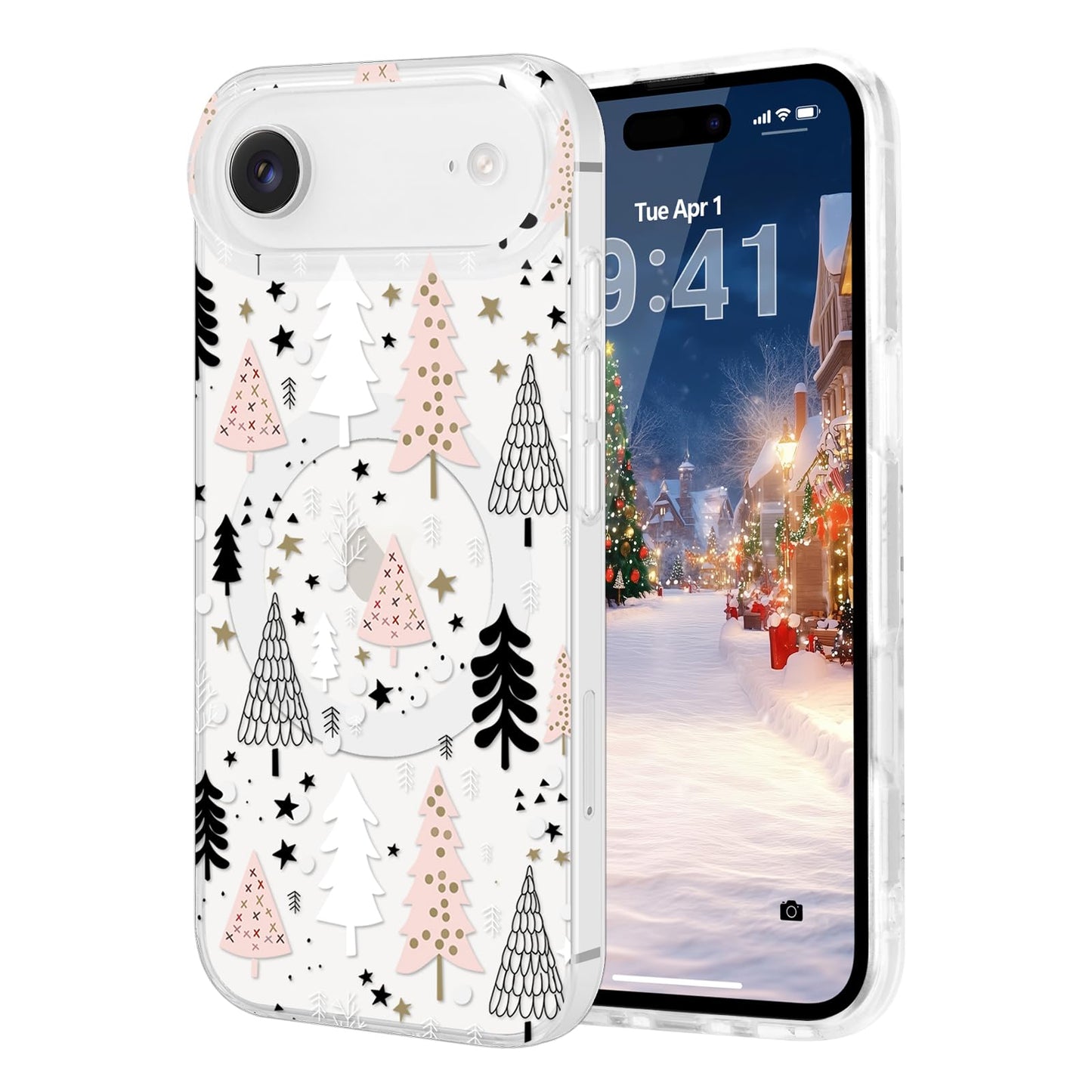 Pepmune for iPhone Air Case, Cute Merry Christmas Clear Phone Cover for Kids Women Men Xmas Tree Pattern Compatible with MagSafe